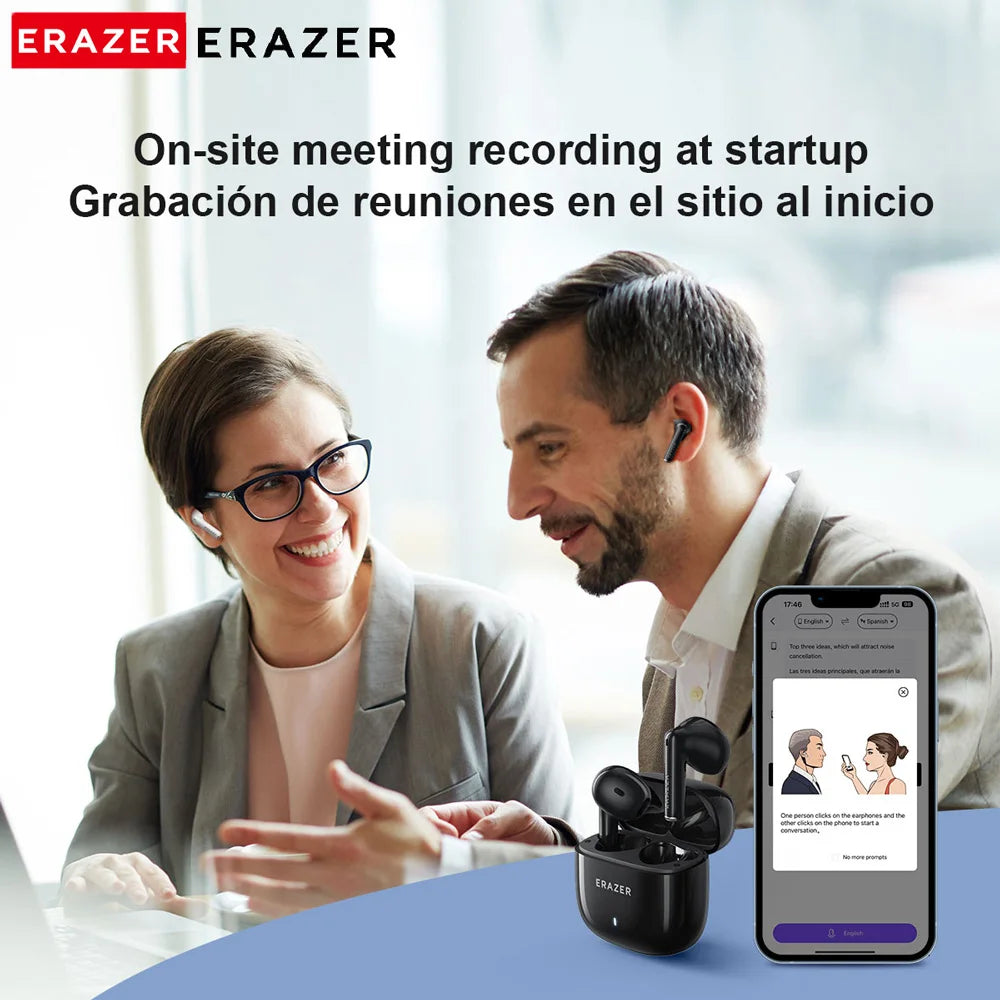 AI Earphones Translator Erazer XT92PRO Bluetooth Earphones Real-Time Translation Earbuds DIY App ASMR Wireless Headphones