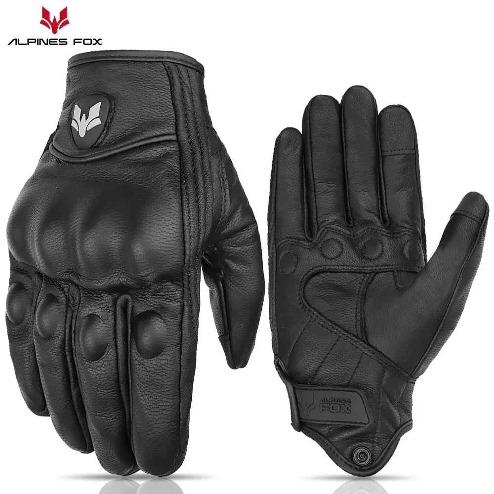 Vintage Goatskin Motorcycle Gloves Men Summer Yellow Retro Leather Guantes M-XXL
