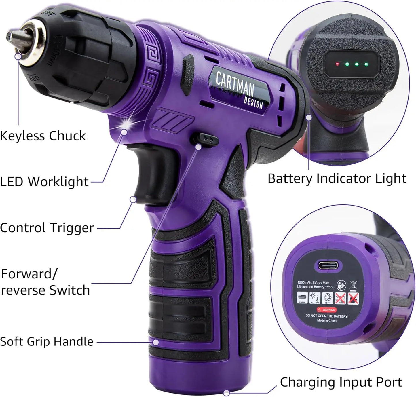 150-Piece Tool Kit with 8V Cordless Drill, Home Repair Essentials