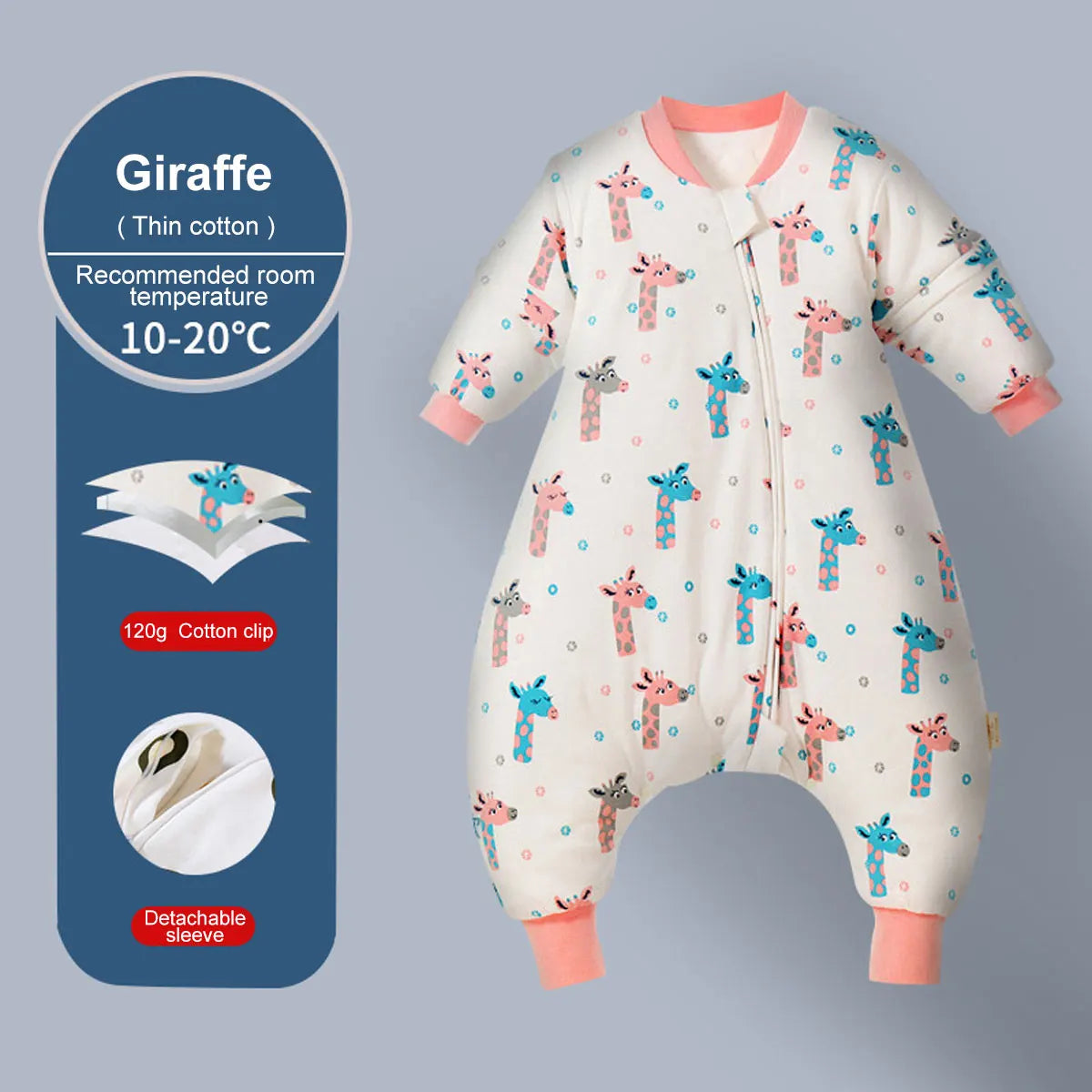 Baby Cartoon Split Legged Sleepsacks With Detachable Sleeves For Boys And Girls Children's Sleeping Bag Autumn And Winter Thickened Cotton