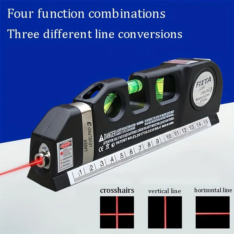 Easy To Use Laser Level Line Tool Multipurpose Laser Level Kit Standard Cross Line Laser 8 Feet Measure Tape Ruler