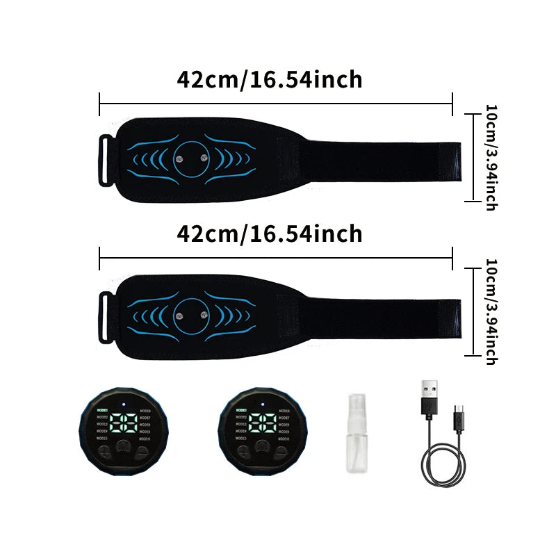 Smart Abdominal Toning Belt Abs Trainer Muscle Toner USB Charge Body Waist Belly Arm Massager Home Gym Fitness Workout Equipment