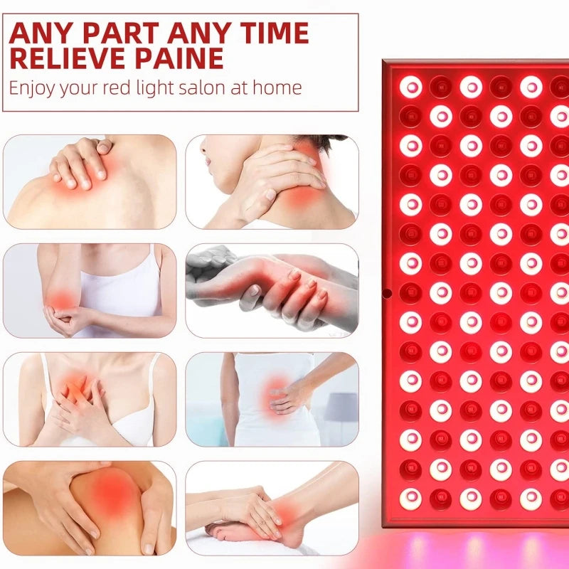 LED Red Light Therapy Panel Lamp for Facial Anti Aging Skin Care and Body Pain Relief with 225 LED Lights