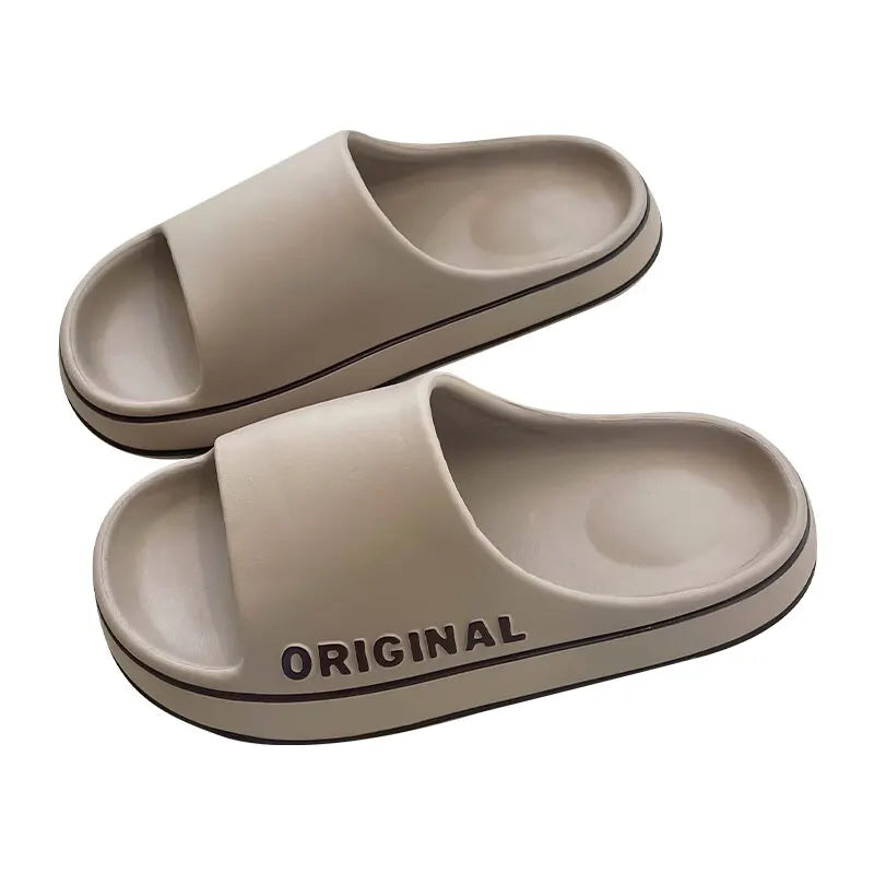 Feslishoet Women Letter Slippers Beach Slides Solid Color Thick Sole Indoor Bathroom Anti Slip Shoes Summer Couple Sandals