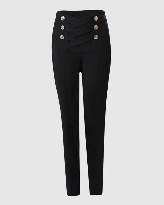 Women's High Waist Trousers 2025 Solid Color Skinny Leggings