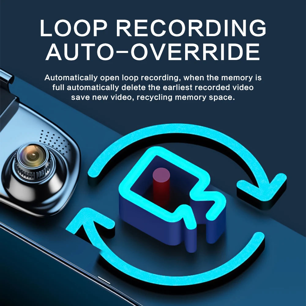 4.2 Inch Large Rear View Mirror Tachograph Dual Lens HD 1080P Automotive Video Recorder Car DVR