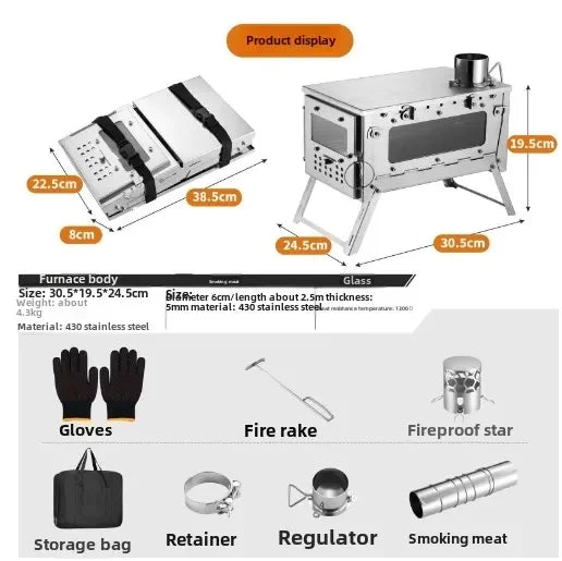 Choice 430 Stainless Steel Portable Tent Stove With Chimney