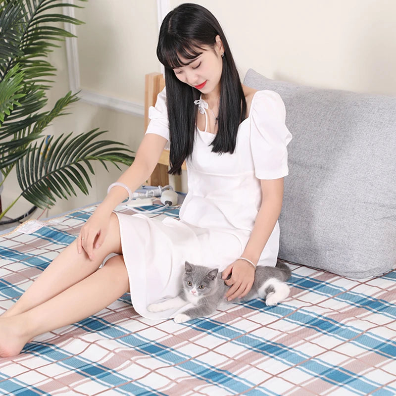 Electric Heating Flannel Blanket Automatic Thermostat Double Body Warmer Bed Mattress Electric Heated Carpets Mat Pad EU 220V