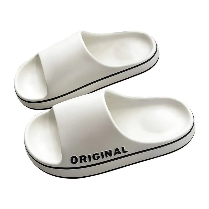 Feslishoet Women Letter Slippers Beach Slides Solid Color Thick Sole Indoor Bathroom Anti Slip Shoes Summer Couple Sandals