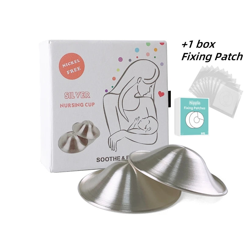 The Original Silver Nursing Cups Nipple Shields for Nursing Newborn Nipple Protectors Tri Laminate Silver