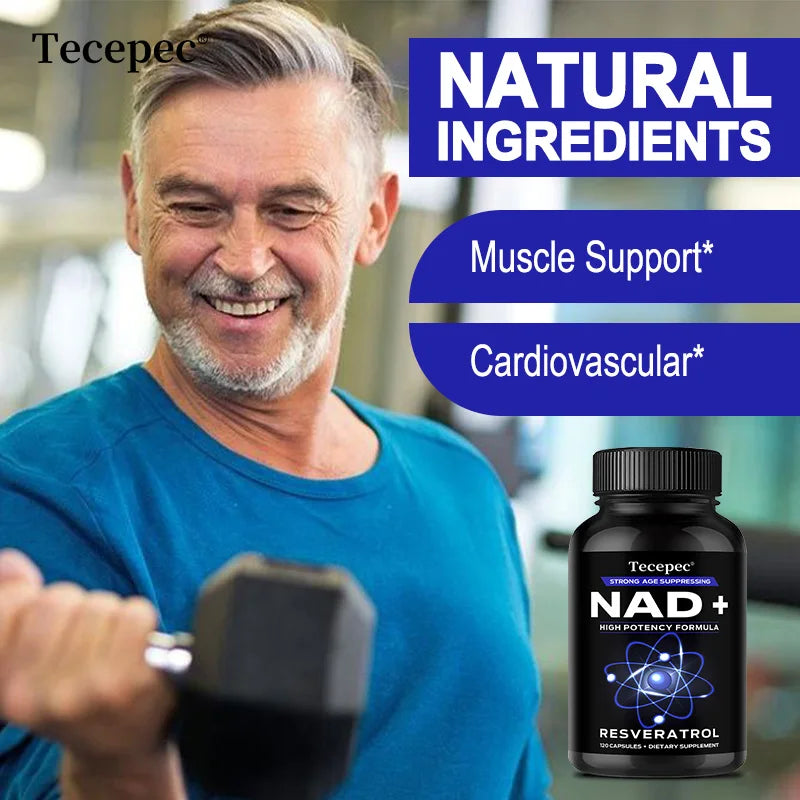 NAD Plus Supplements with Quercetin and Resveratrol for Cell Health Muscle Brain Vision and Heart Health