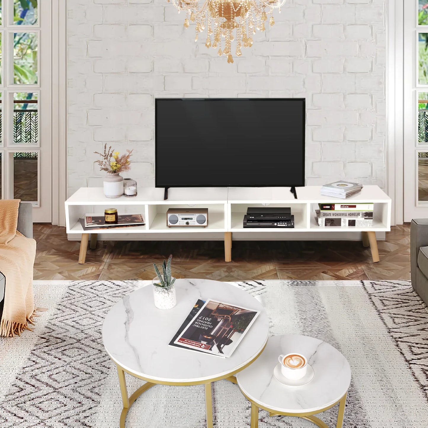 VOWNER Modern TV Stand Mid Century Design for Living Room and Bedroom