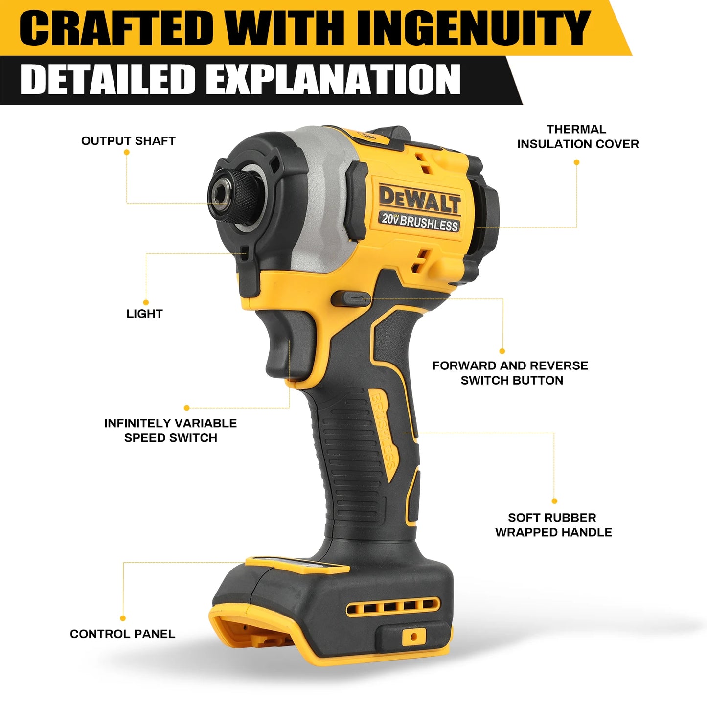 DeWalt DCF805 & DCD850 20V MAX Lithium - Ion Brushless Combo Kit - 2 - in - 1 Cordless Screwdriver & Impact Drill with Tool Bag