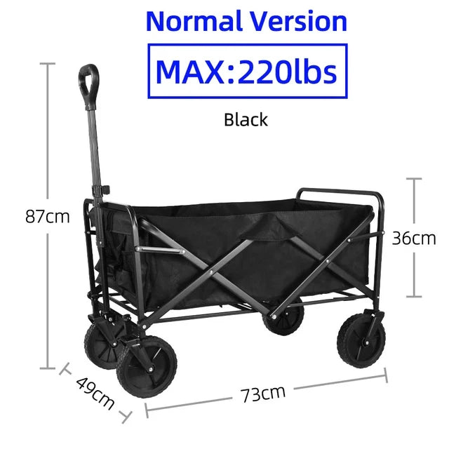 Collapsible Folding Utility Beach Cart Wagon Heavy Duty Large Capacity Portable Garden Camping Trolley