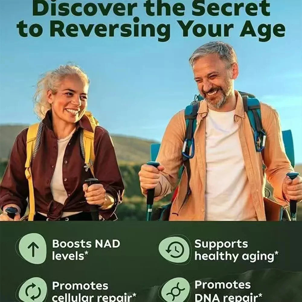 NAD Plus Supplements for Anti Aging Energy Focus Nicotinamide Riboside Resveratrol 30 Capsules