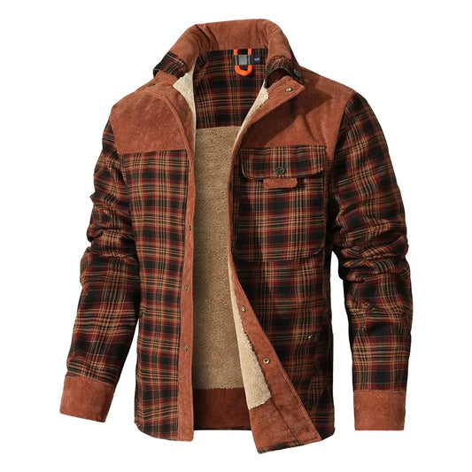Men's Jackets Winter Windproof Warm Casual Bomber Coat Plaid Sherpa Lined Flannel Outdoor Classic Jacket Men US Size