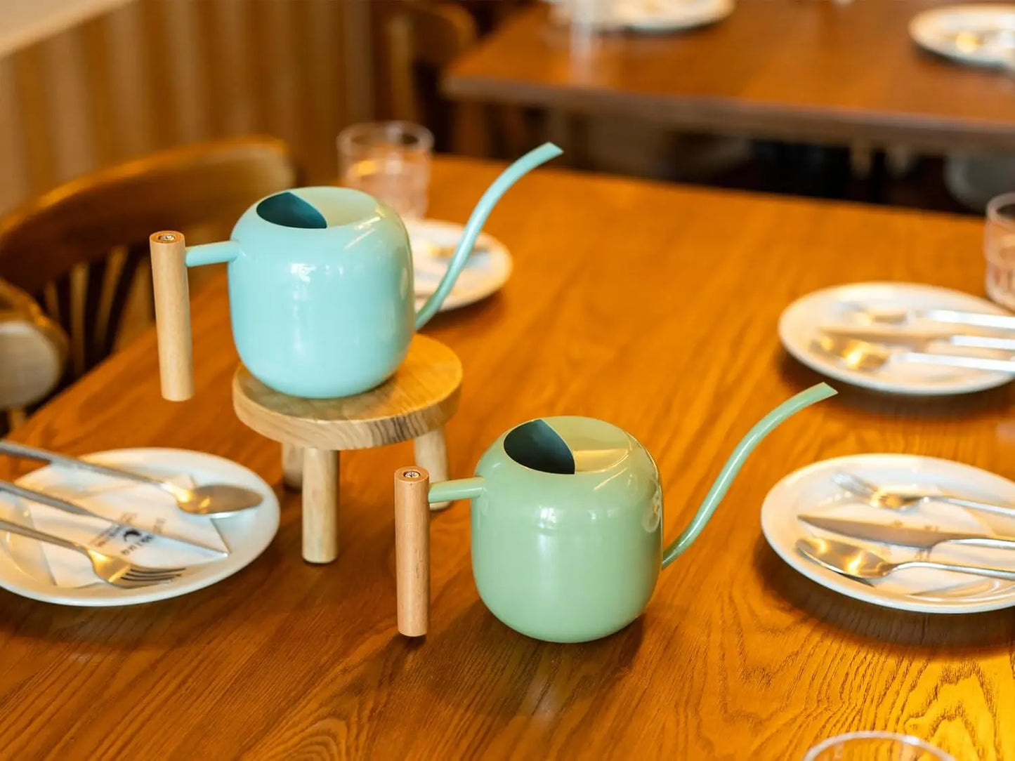 Green Moon Water Can 1.2L Stainless Steel Long Spout for Indoor Outdoor Plants Bonsai Garden Flowers