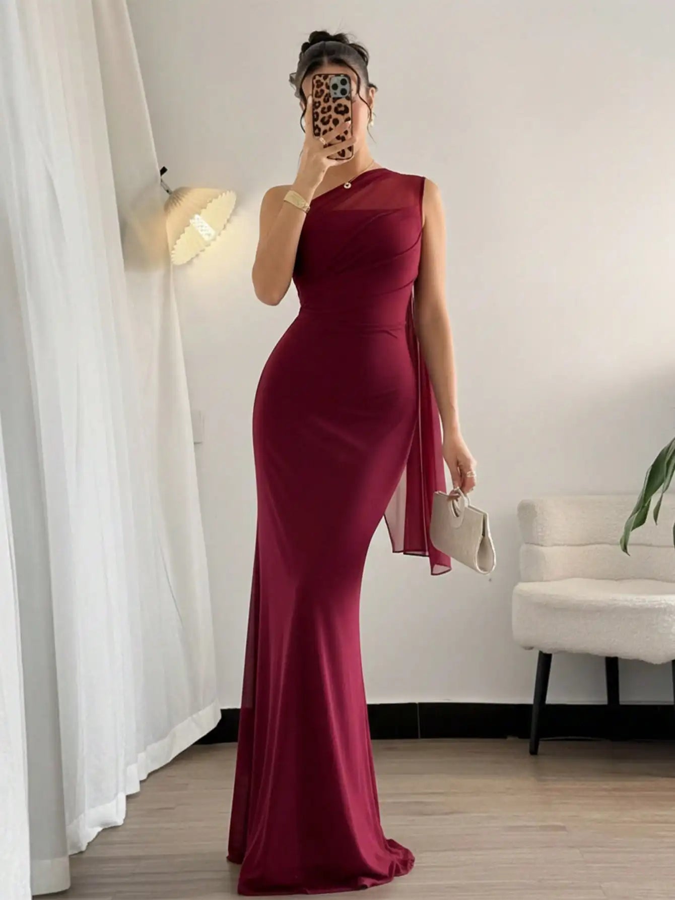 Elegant Asymmetrical One Shoulder Long Dress For Party Beach Wedding