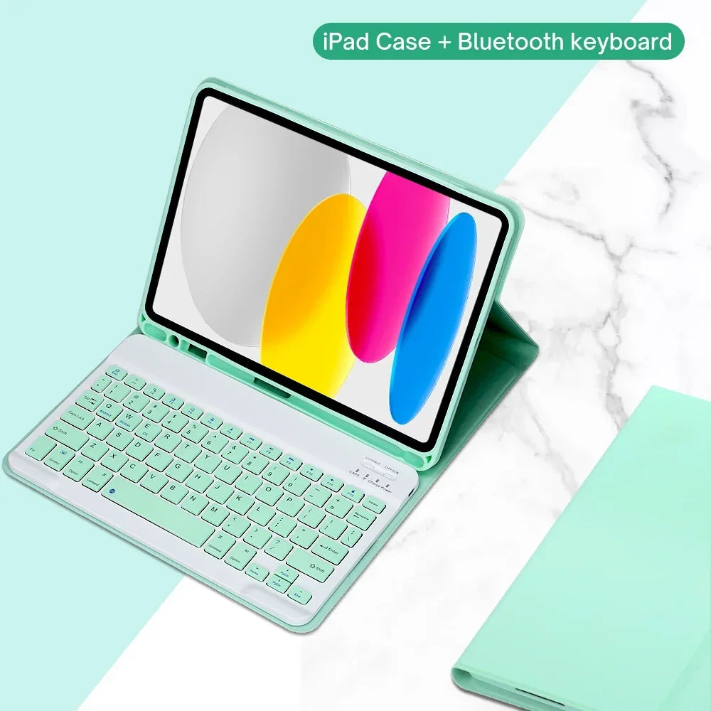 For iPad 10th Generation 2022 10.9 Inch Case with Detachable Wireless Bluetooth Keyboard and Tablet Cover