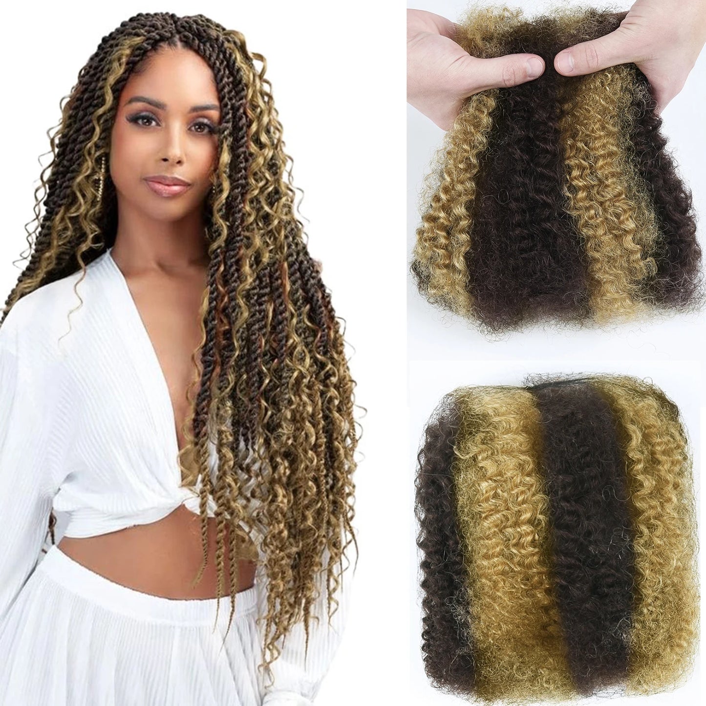 Afro Kinky Bulk Human Hair for Dreadlock Extensions and Braiding 2 Pack 100g Ginger Orange Color