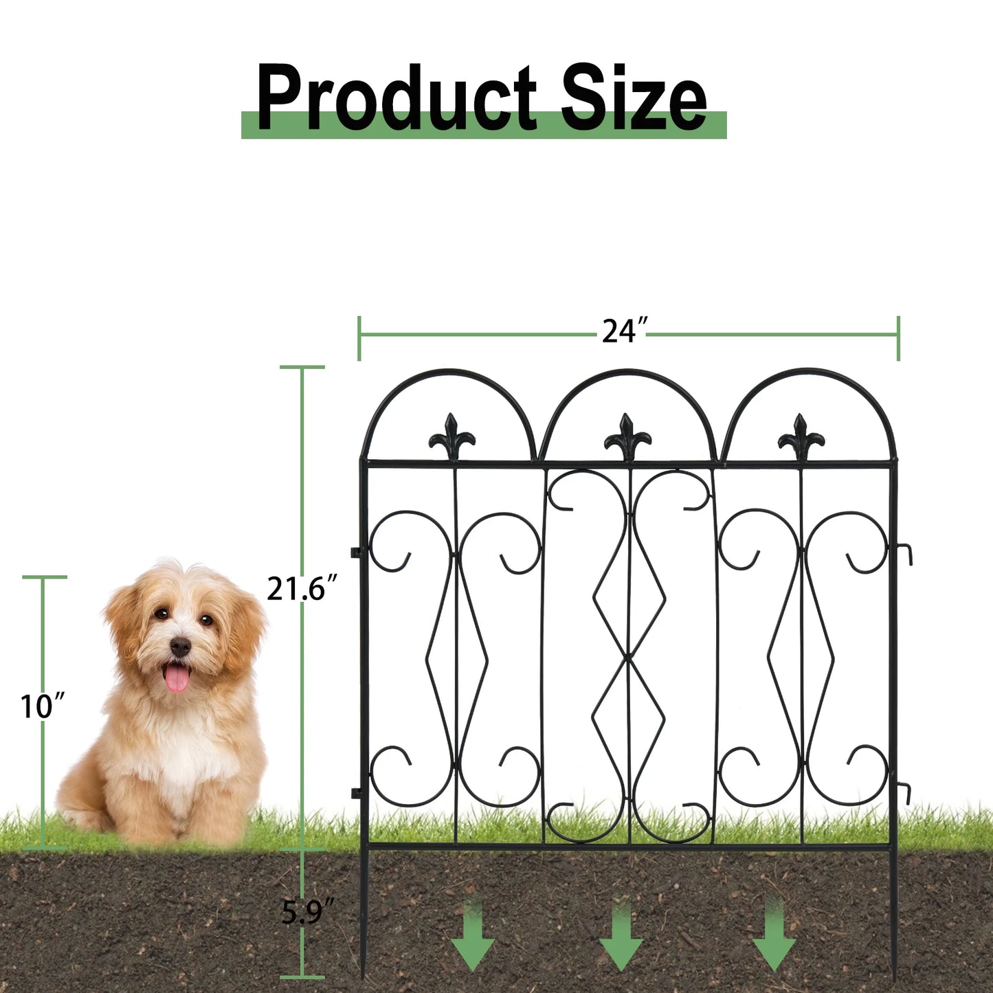 5 Piece Decorative Garden Fence Outdoor Coated Garden Border Edging Landscape Wire Fencing Picket Animal Barrier Fence
