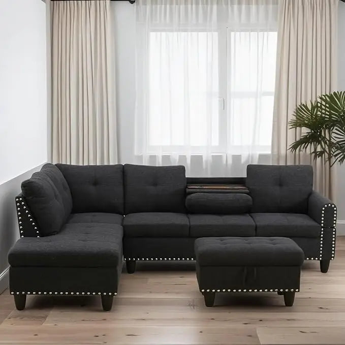 HUANHUICN L Shaped Modular Sectional Sofa With Storage