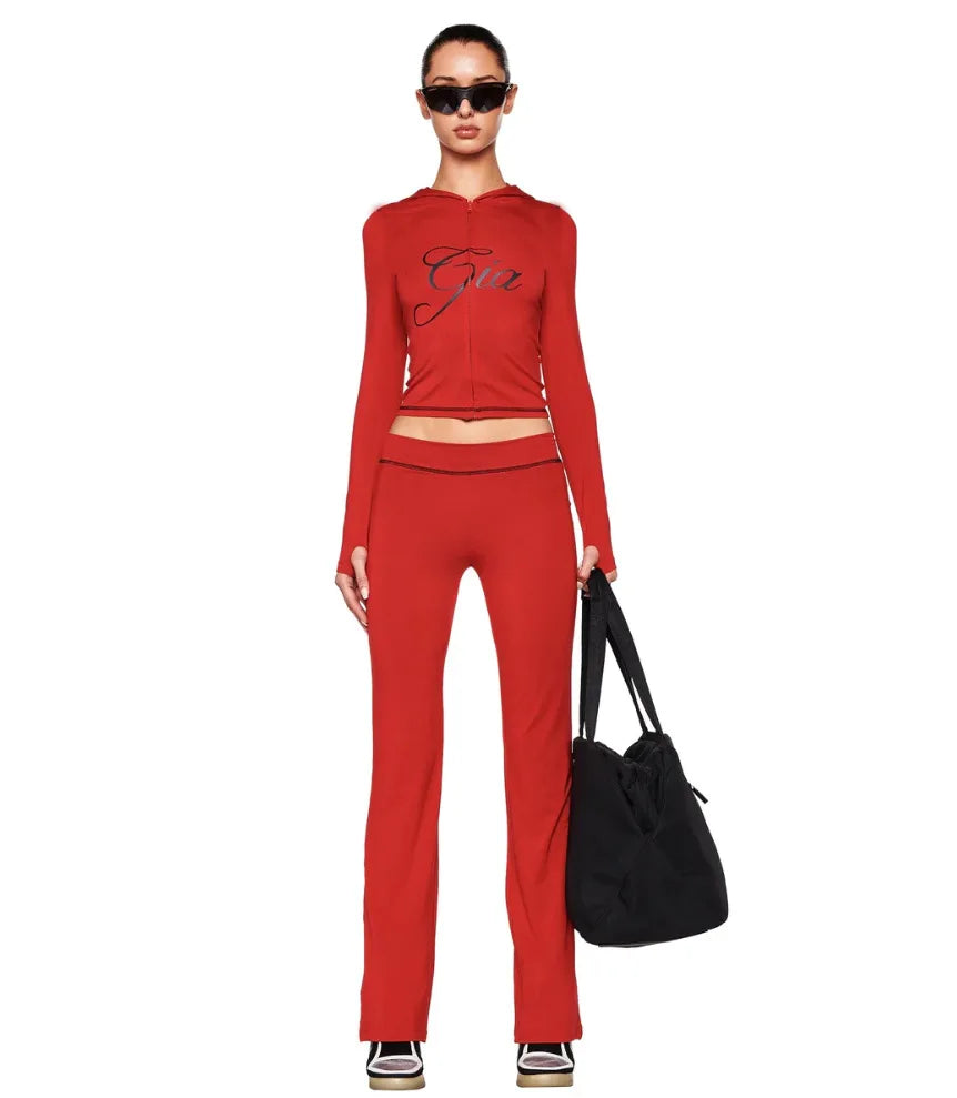 Women's New Two Piece Set Pant Sets with Zipper Closure and Backless Design