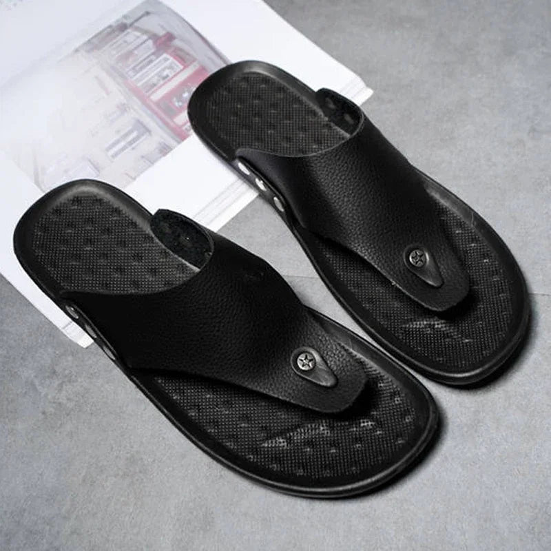 MaeDef 2024 Summer Men's Slippers Outdoor Beach Soft Comfortable Slip On High Quality Non Slip Flip Flops Travel Sandal