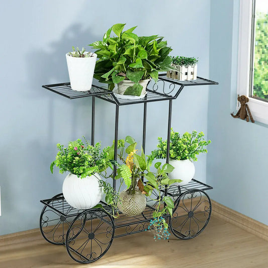 Large Metal Plant Stand Indoor 6 Tier Garden Cart Plant Holder Wrought Iron Display Shelf Rack Outdoor Decor
