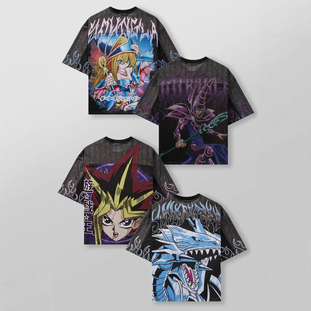 YA Trendy Brand Oversized T Shirt Street Leisure Quick Drying Breathable Large Mesh Animation Graphic Tee Short Sleeve Top