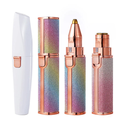2 In 1 Rechargeable Epilator Electric Eyebrow Trimmer Female Body Facial Lipstick Shape Hair Removal Mini Painless Razor Shaver
