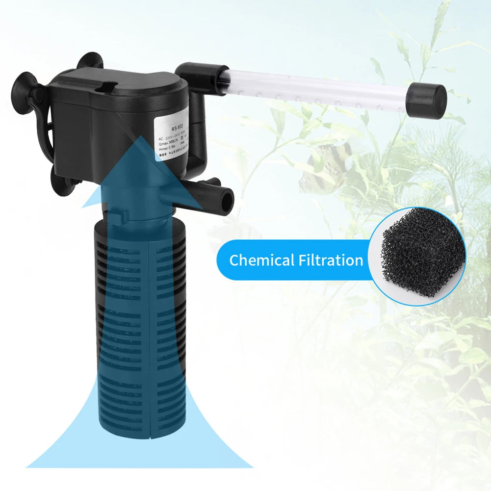 3 in 1 Silent Aeration Water Purifier Internal Pump Submersible Aquarium Oxygen Filter Fish Tank Submersible Water Purifier