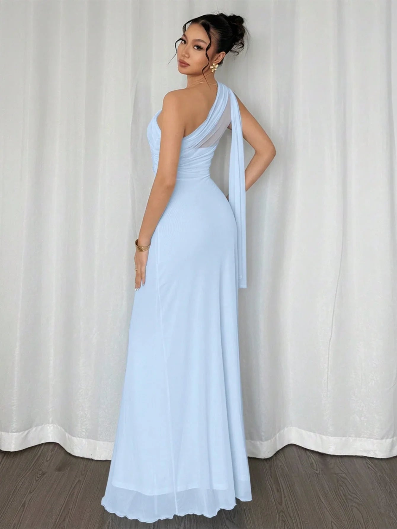 Elegant Asymmetrical One Shoulder Long Dress For Party Beach Wedding