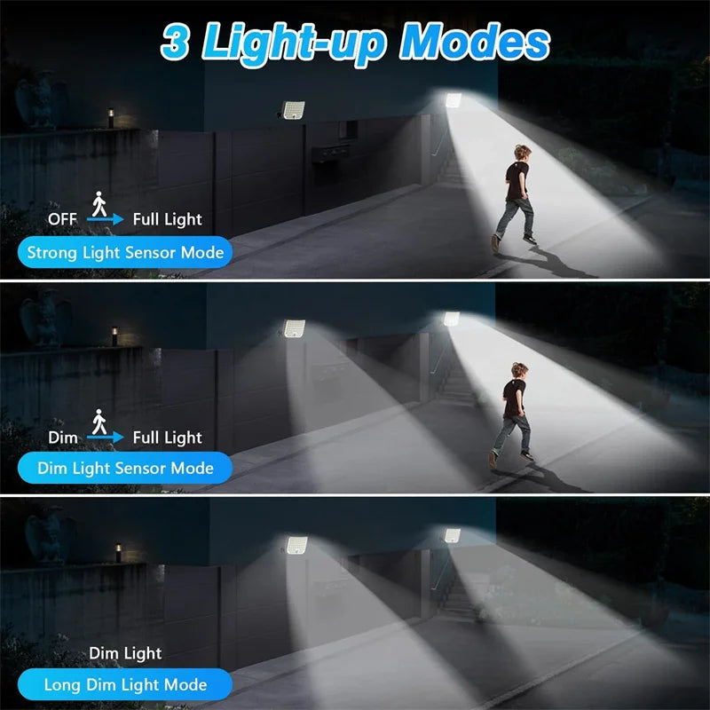 Solar Outdoor Lights, 256 LED Solar Powered Motion Sensor Security Lights with Waterproof 3 Modes Flood Lights for Outside Porch