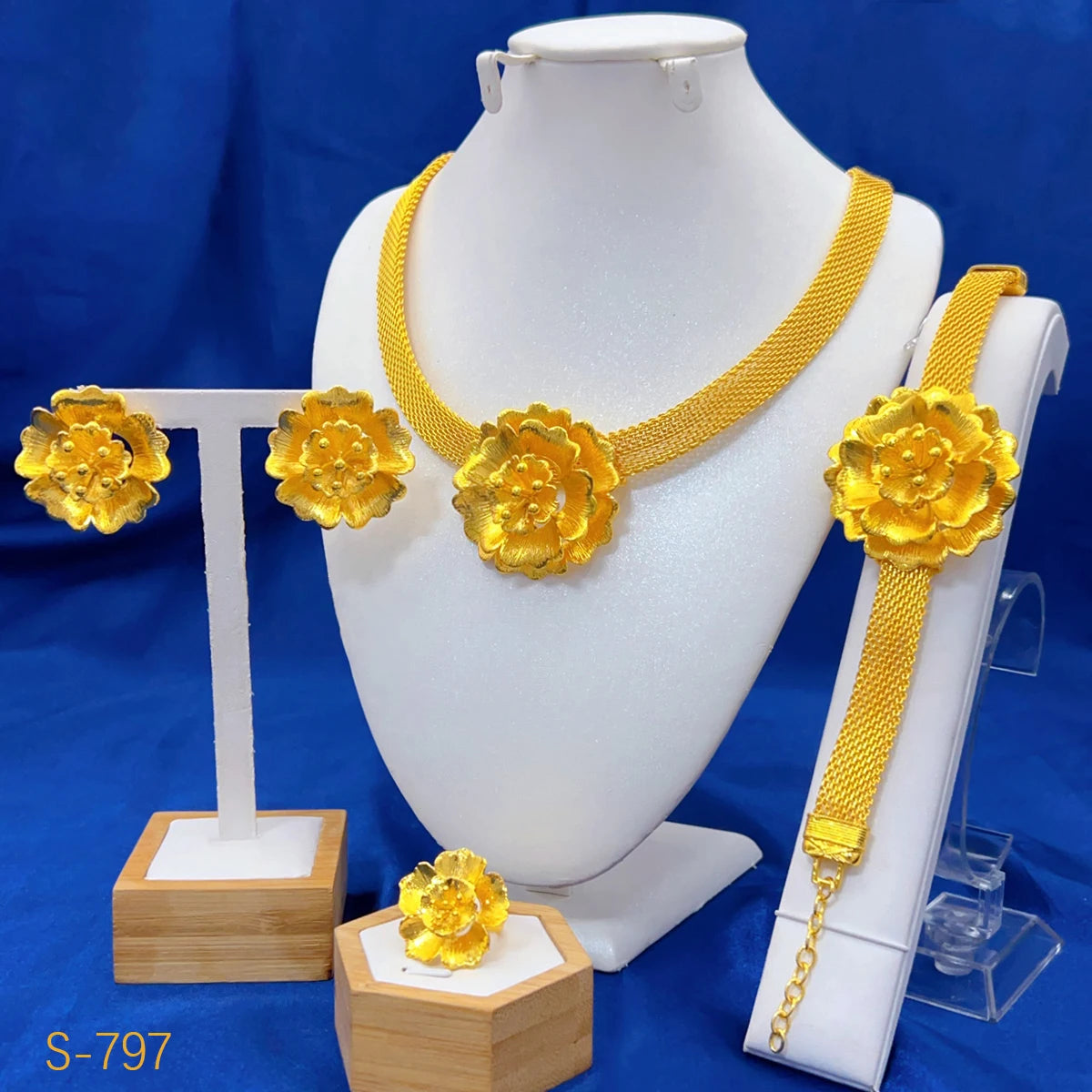 Dubai Luxury Irregular Necklace And Earrings Sets For Women Ethiopian Indian Bridal 24k Gold Color Jewelry Set Wedding