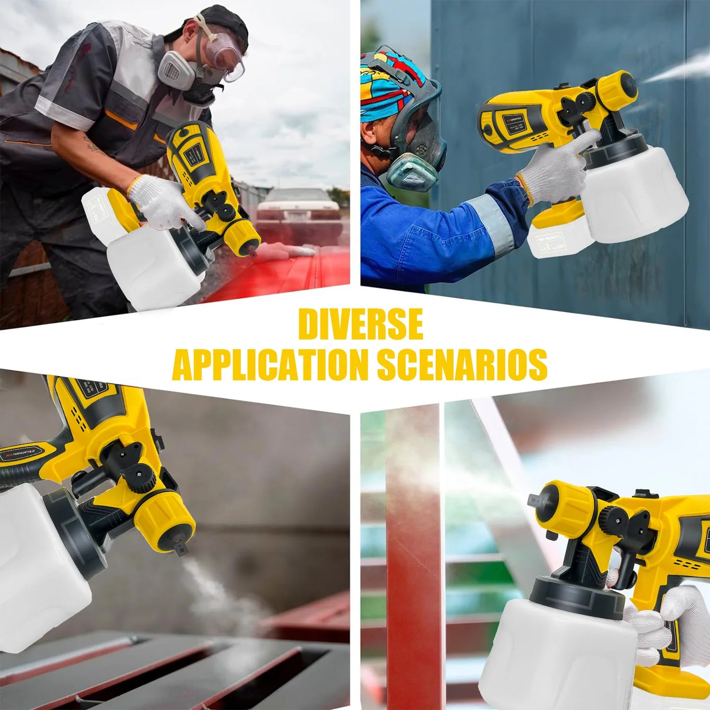 Cordless Paint Sprayer for Dewalt 20V Battery 30000RPM HPIV Paint Gun Electric Spray Paint Gun with 1000ml Tank for Wall Fence