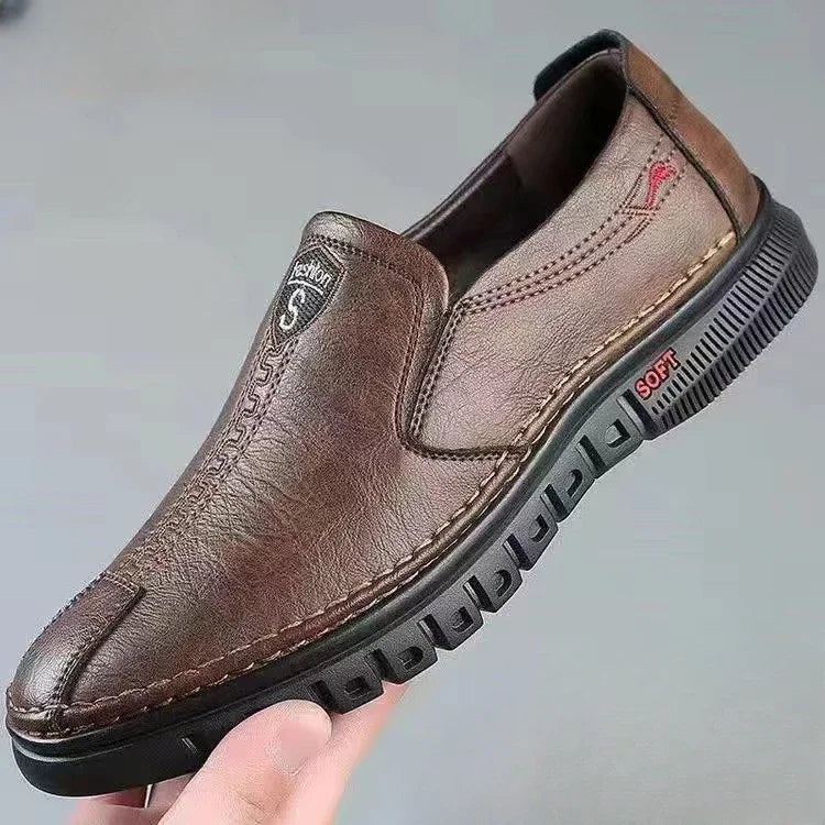 Men's Comfortable Fashion Synthetic Leather Shoes Soft Sole Non-Slip Casual Footwear