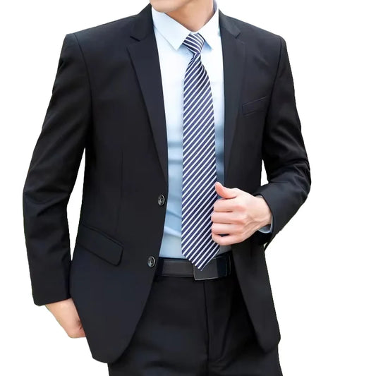 8XL Suit (Blazer+pants) Fashion Business Gentleman Italian Style Slim Solid Color Professional Suit Wedding Groom Best Man Suit