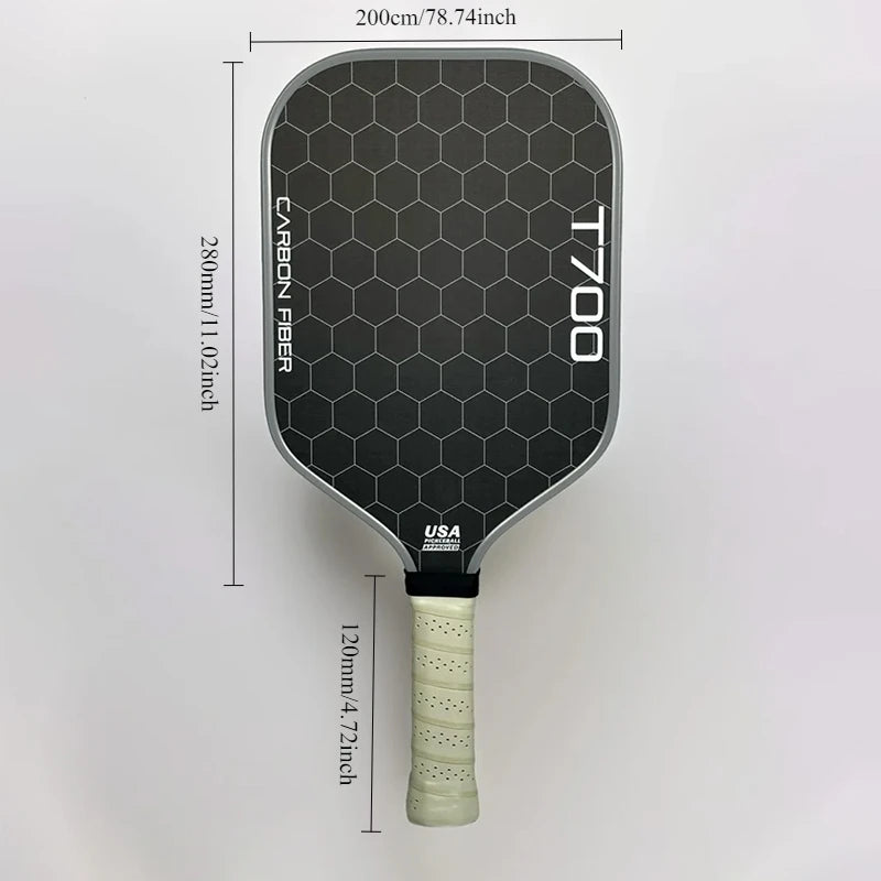 Carbon Fiber T700 Pickleball Paddle Polymer Honeycomb Core Enhanced Power Rotation and Control 16mm