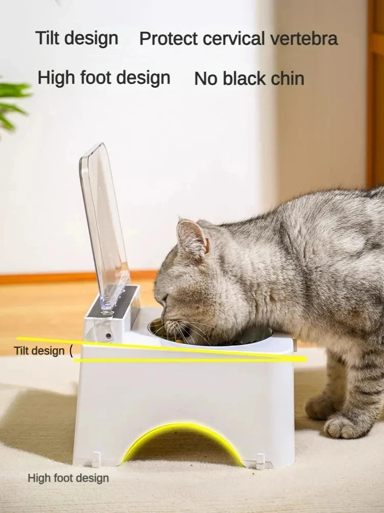 Smart Cat Bowl Pet Feeder Automatic Infrared Sensor Food Dispenser Stainless Steel Quadrate Design