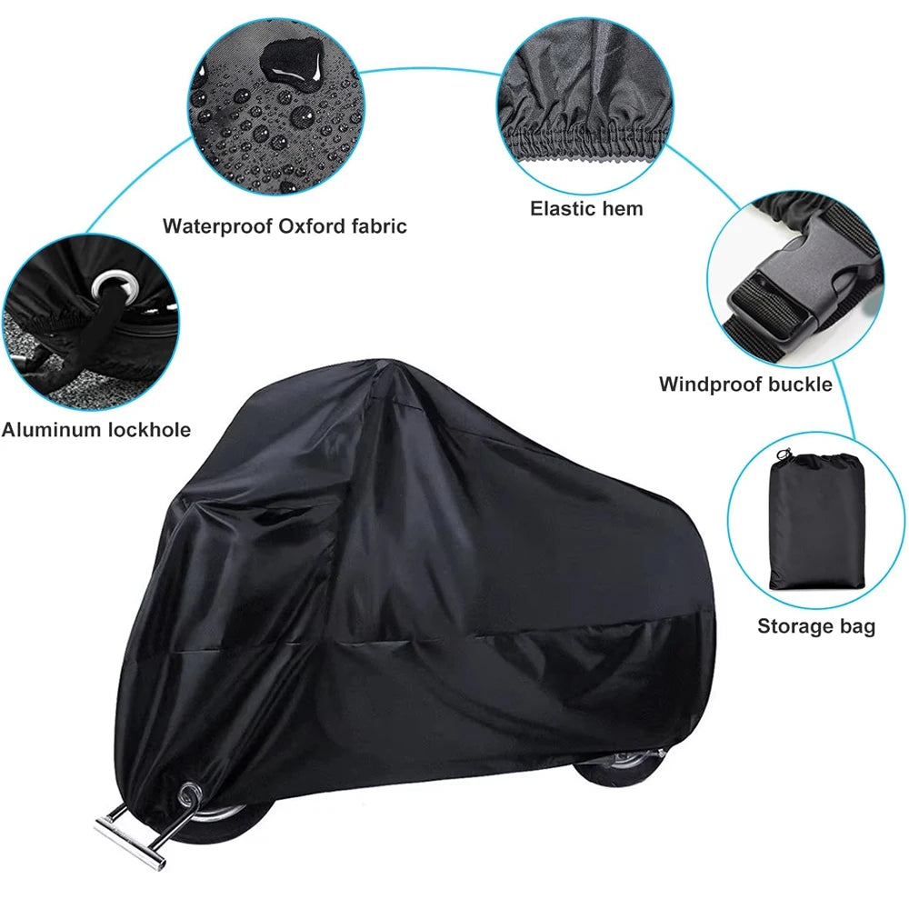Motorcycle Cover Waterproof Outdoor Indoor Scooter Wear Resistant Fabric All Season Dustproof UV Protective