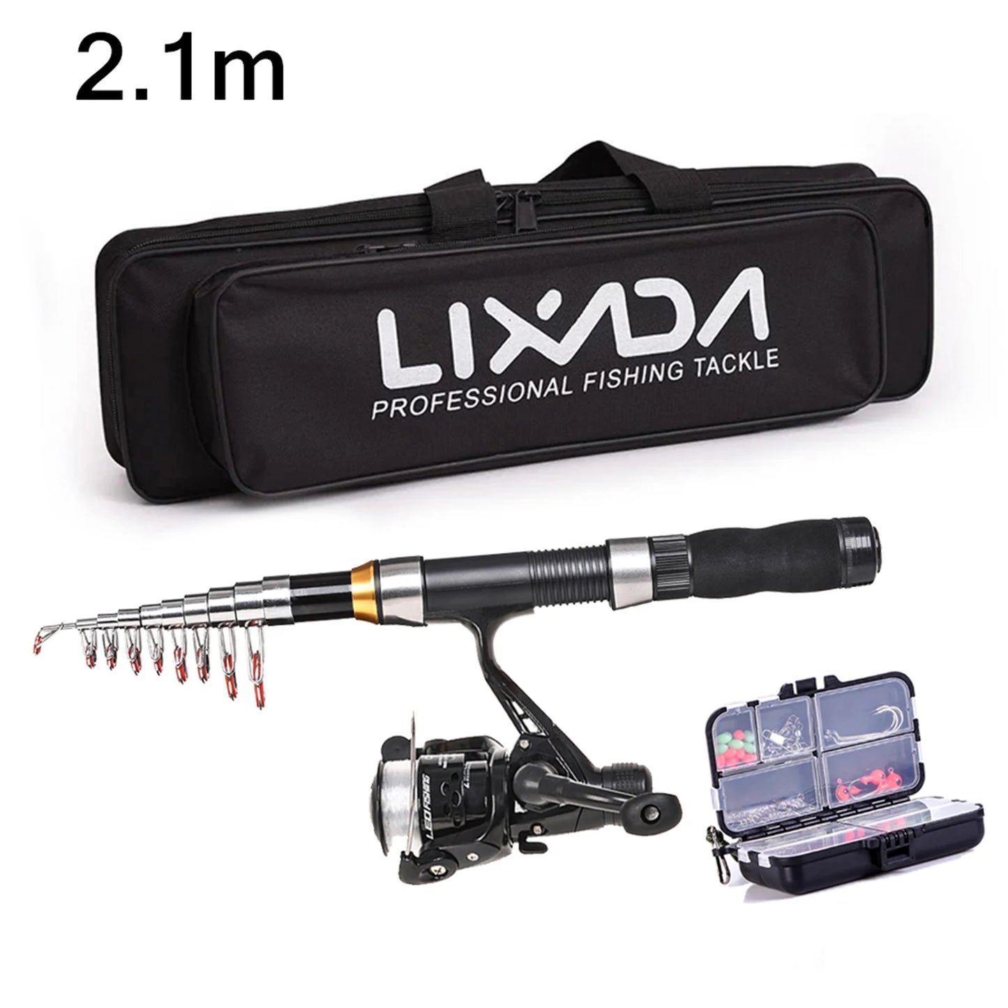 Lixada 2.1m 2.3m Telescopic Fishing Rod Reel Combo Full Kit Carbon Fiber Pole Spinning Reel Fishing Bag Case Pesca Gear Set