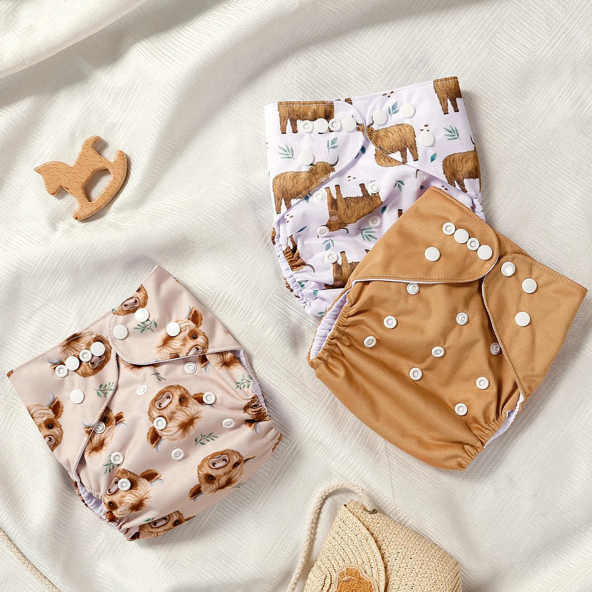3PCS Washable Adjustable Diapers Soft Skin Friendly Breathable Comfortable for 3 to 15kg Babies