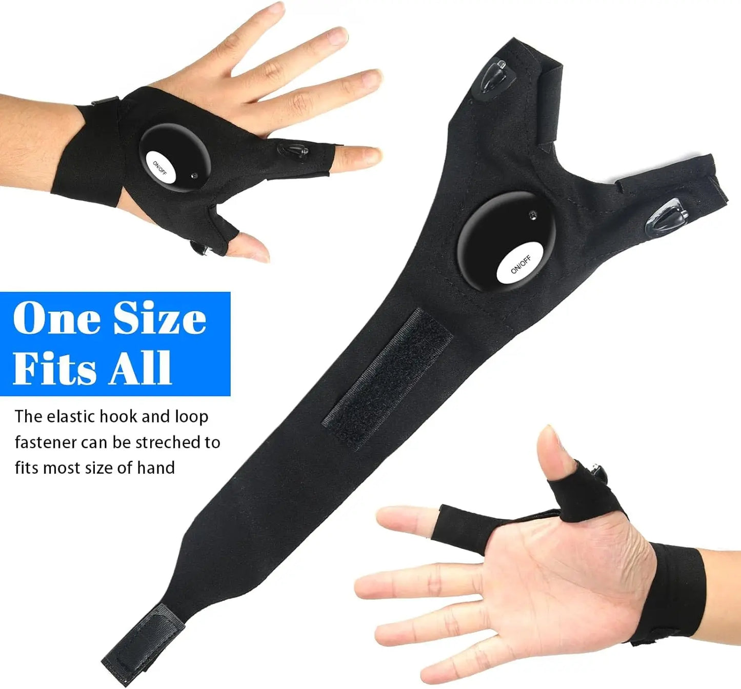LED Half Finger Gloves for Men and Women Waterproof Night Fishing Bait Cycling Running Flashlight Durable Fingerless Gloves