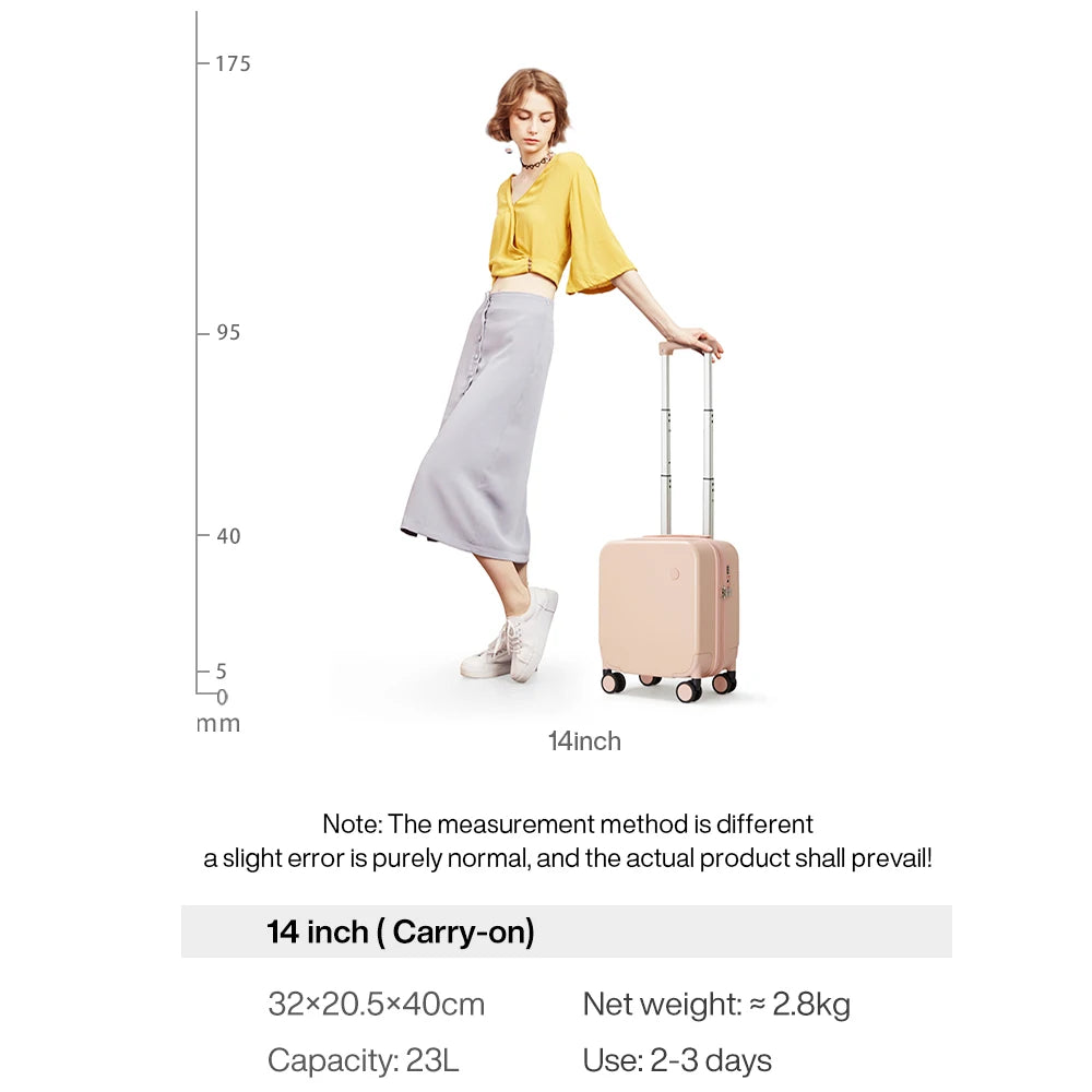 MIXI 14 Inch Underseat Carry On Luggage Lightweight Mini Suitcase PC Small Kids Bag TSA Lock Travel Suit Case  Spinner Wheels