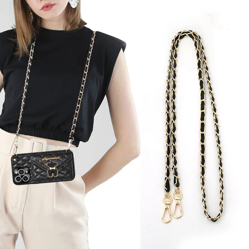 120cm Purse Chain Strap Crossbody Handbag Chains Replacement Leather Shoulder Bag Chain Straps Diy Women Girl Bag Part Accessory