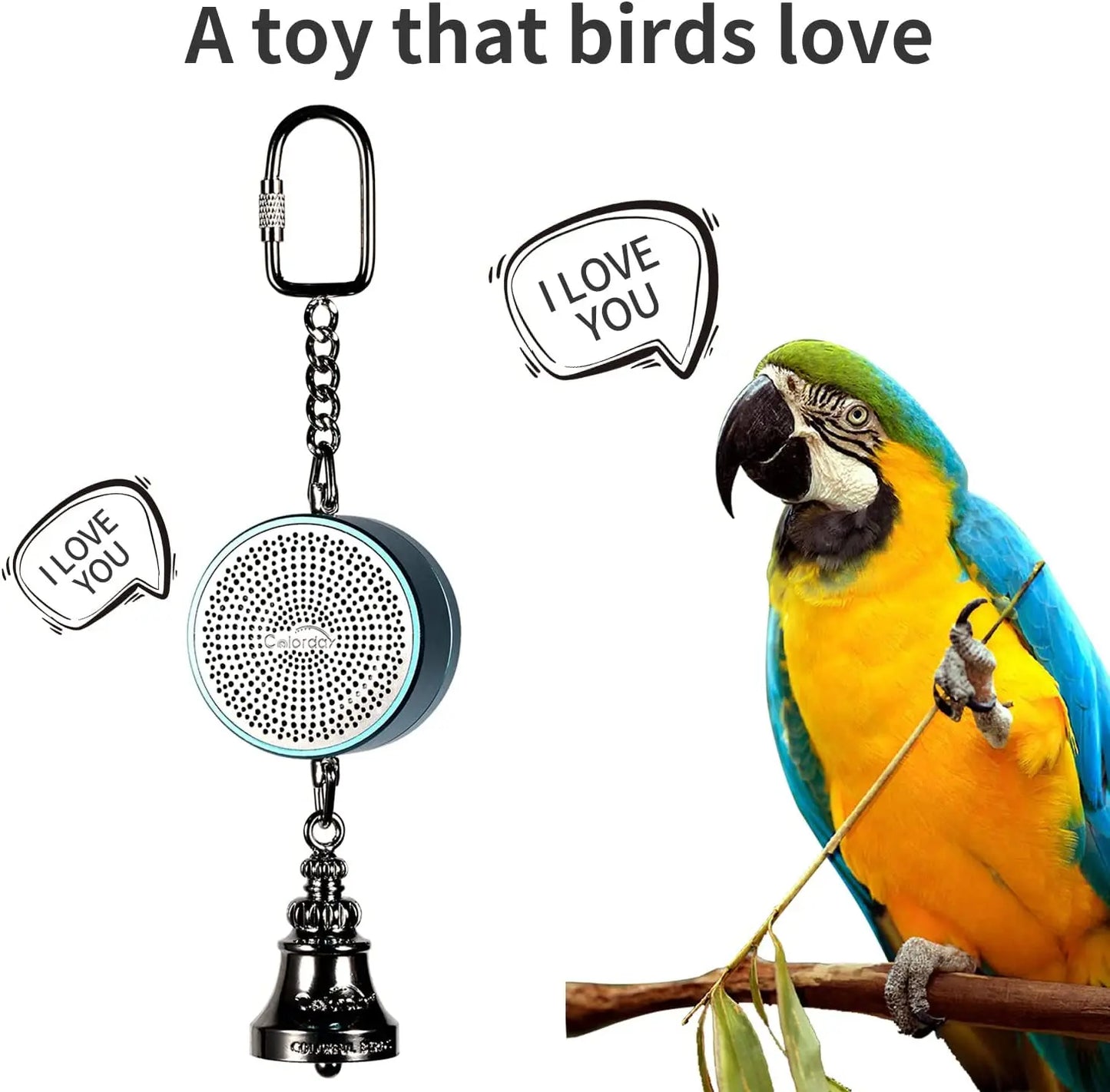Parrot Toys for Teaching Training Bird Talking Coach Interactive Recording Playback Electronic Voice Chewing Tearing Bell