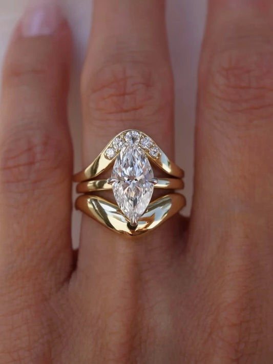S925 Sterling Silver 3CT Marquise Moissanite Ring Fine Jewelry Suitable for Gift Giving Personalized Fashion Birthday Gift