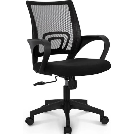 NEO CHAIR Black Mesh Gaming Office Chair Mid Back Lumbar Support Adjustable Height Swivel For Home Computer Desk Task