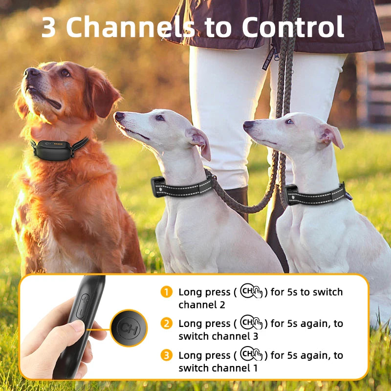 ROJECO Electric Dog Training Collar Digital Rechargeable Remote Control IPX7 Waterproof Vibrator Bark Stop Shock Collar